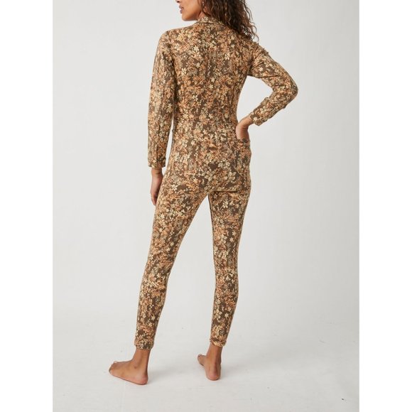 FREE PEOPLE Lennox Printed Jumpsuit / Cappuccino Combo - Picture 3 of 5
